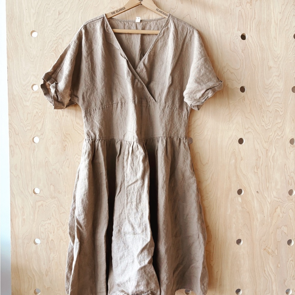 Grae Cove Tan Midi Linen dress